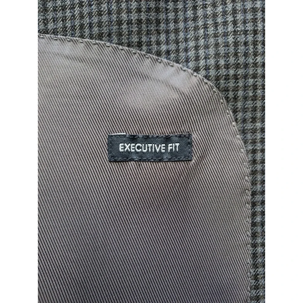 Pronto Uomo Platinum Mens Sport Coat 48R Blue Gray Check 2 Button Made in China